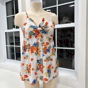Floral Knot-Front Tank Top